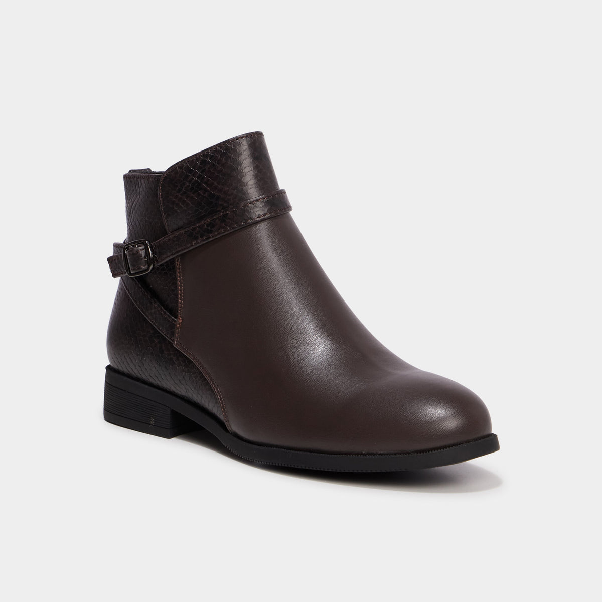 Boots à talons et boucles marron foncé femme - 1