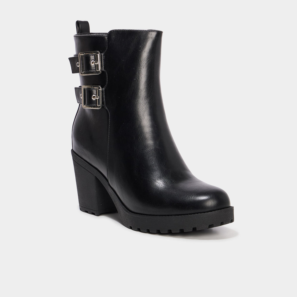 Boots à talons et boucles noir femme - 1