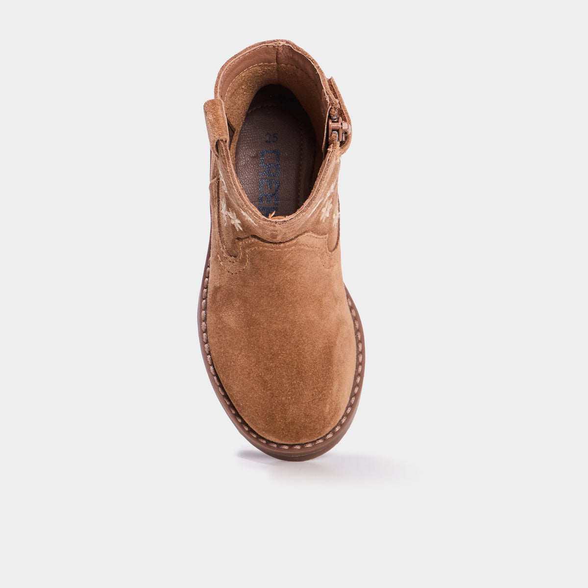 Boots brodées en cuir camel fille - 2