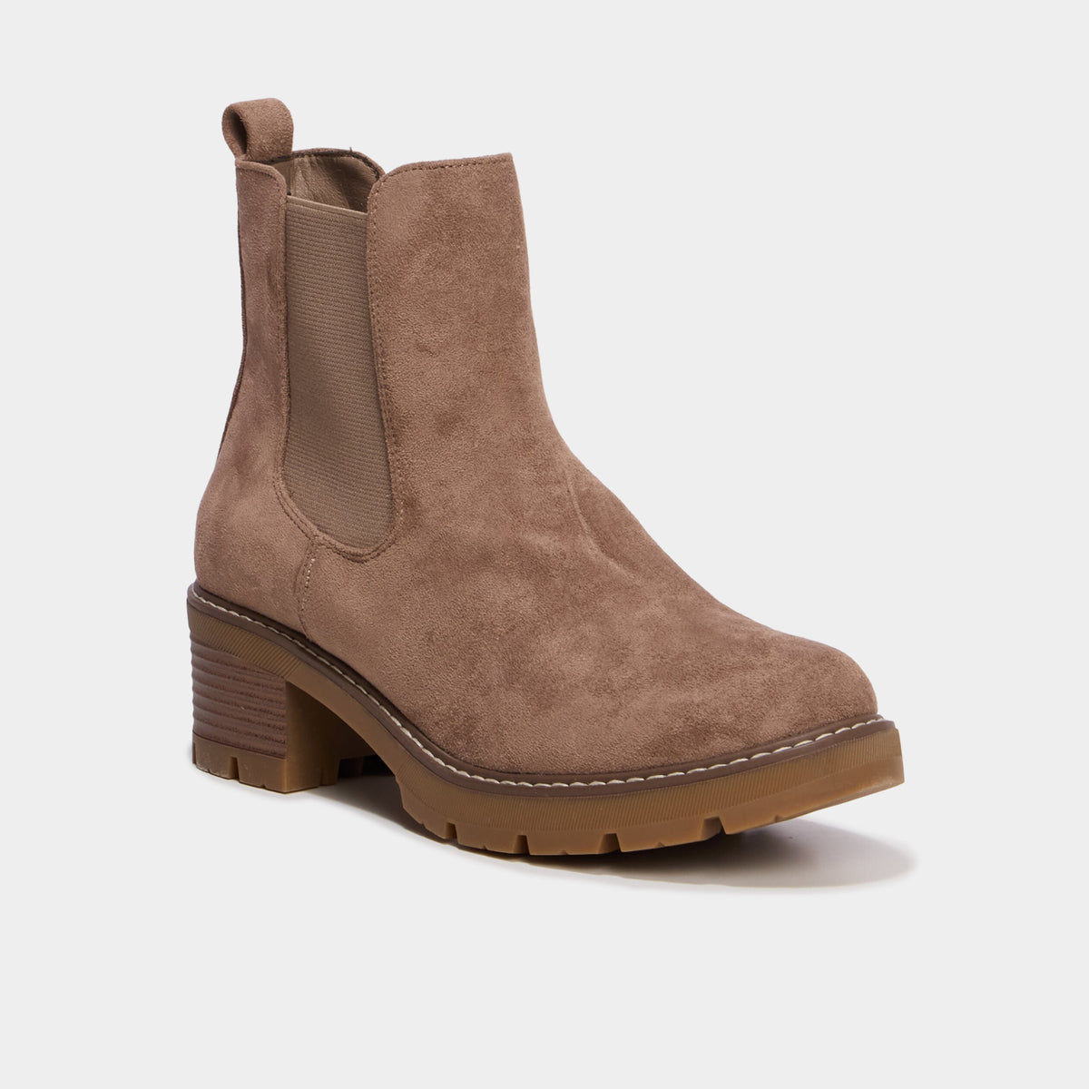 Boots chelsea à talons taupe femme - 1