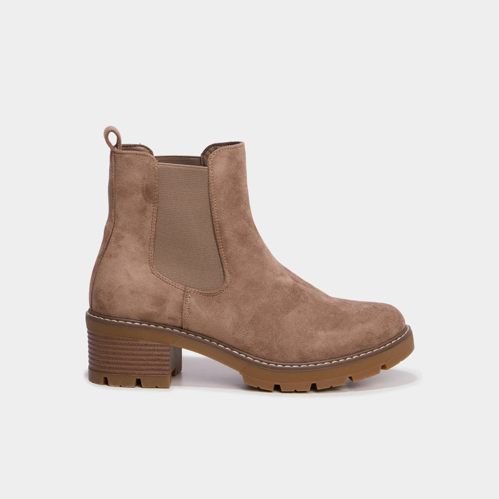 Boots chelsea à talons taupe femme - 2