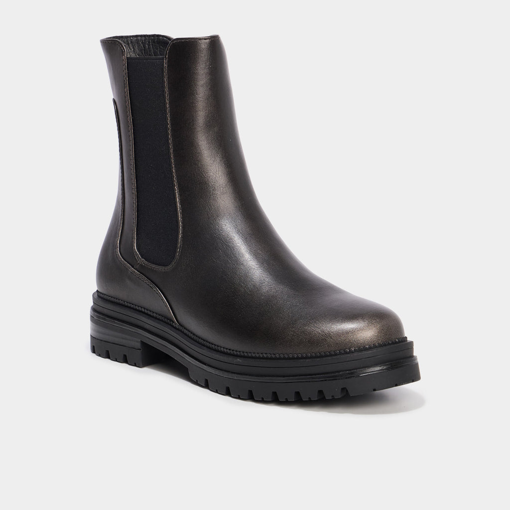 Boots chelsea crantées noir femme - 1
