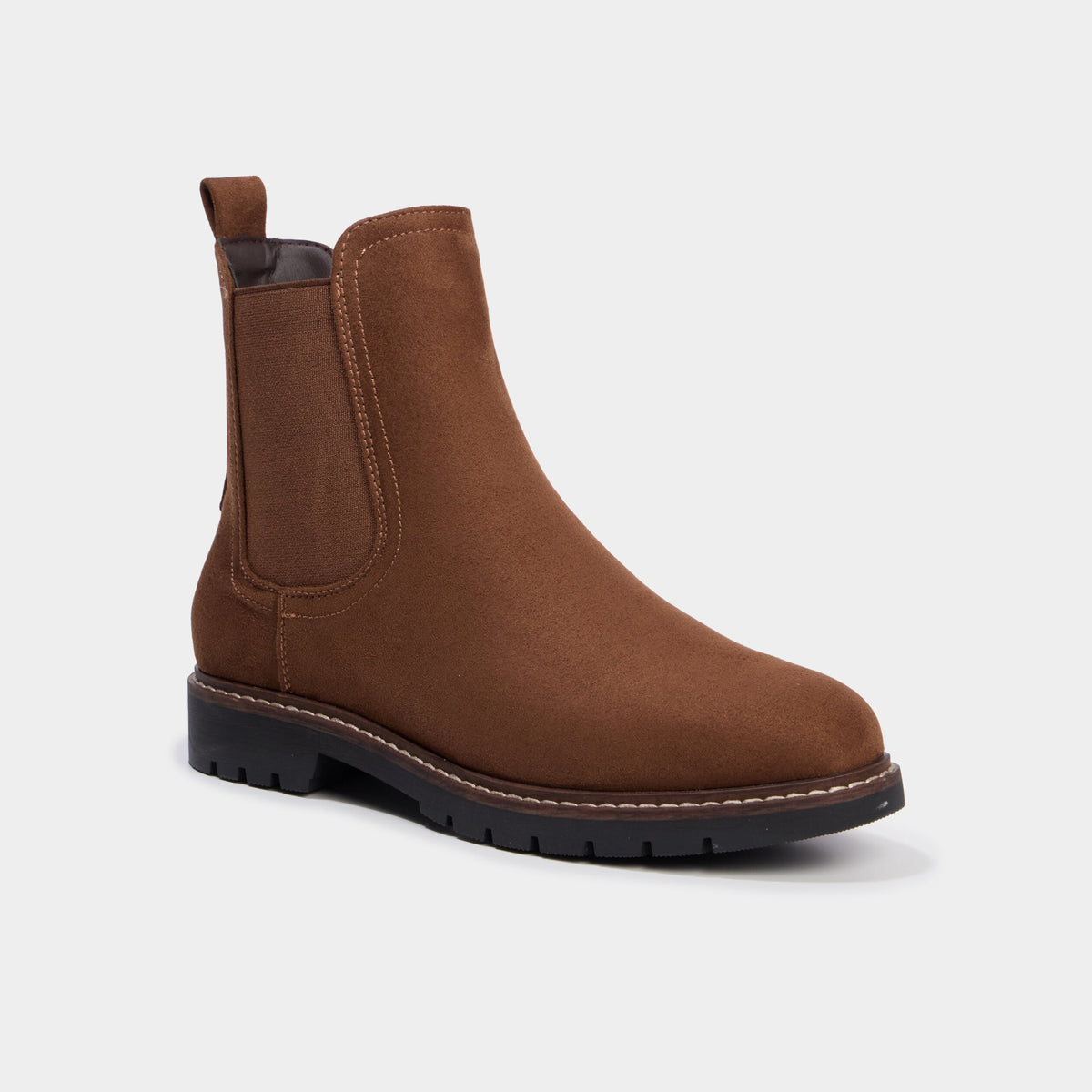 Boots chelsea effet suédine marron foncé femme - 3