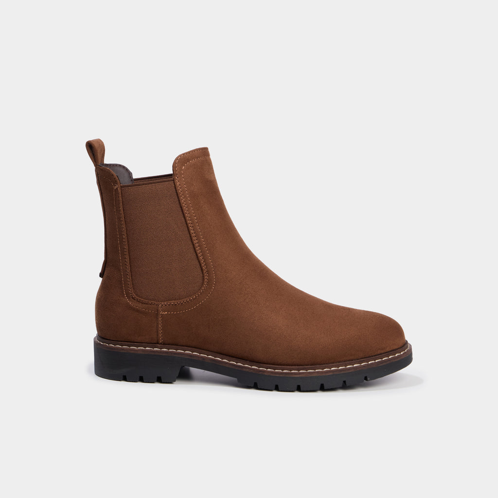 Boots chelsea effet suédine marron foncé femme - 4