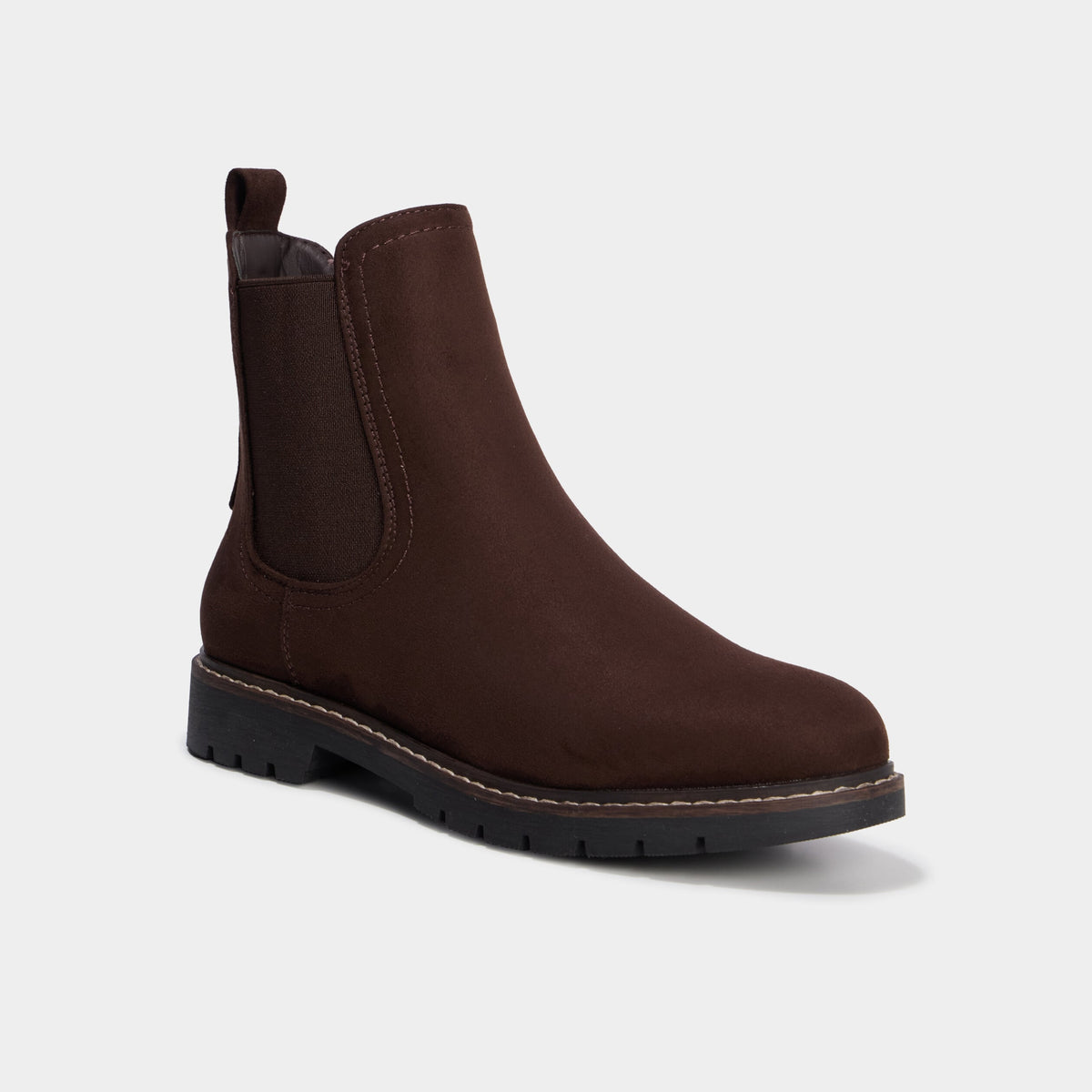 Boots chelsea effet suédine marron foncé femme - 1