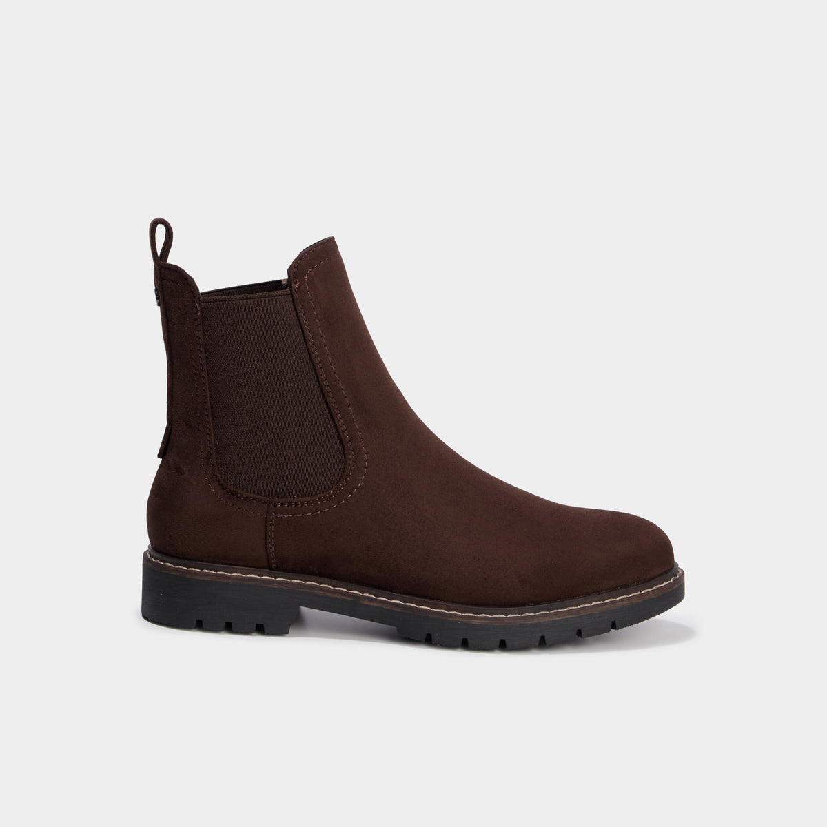 Boots chelsea effet suédine marron foncé femme - 2
