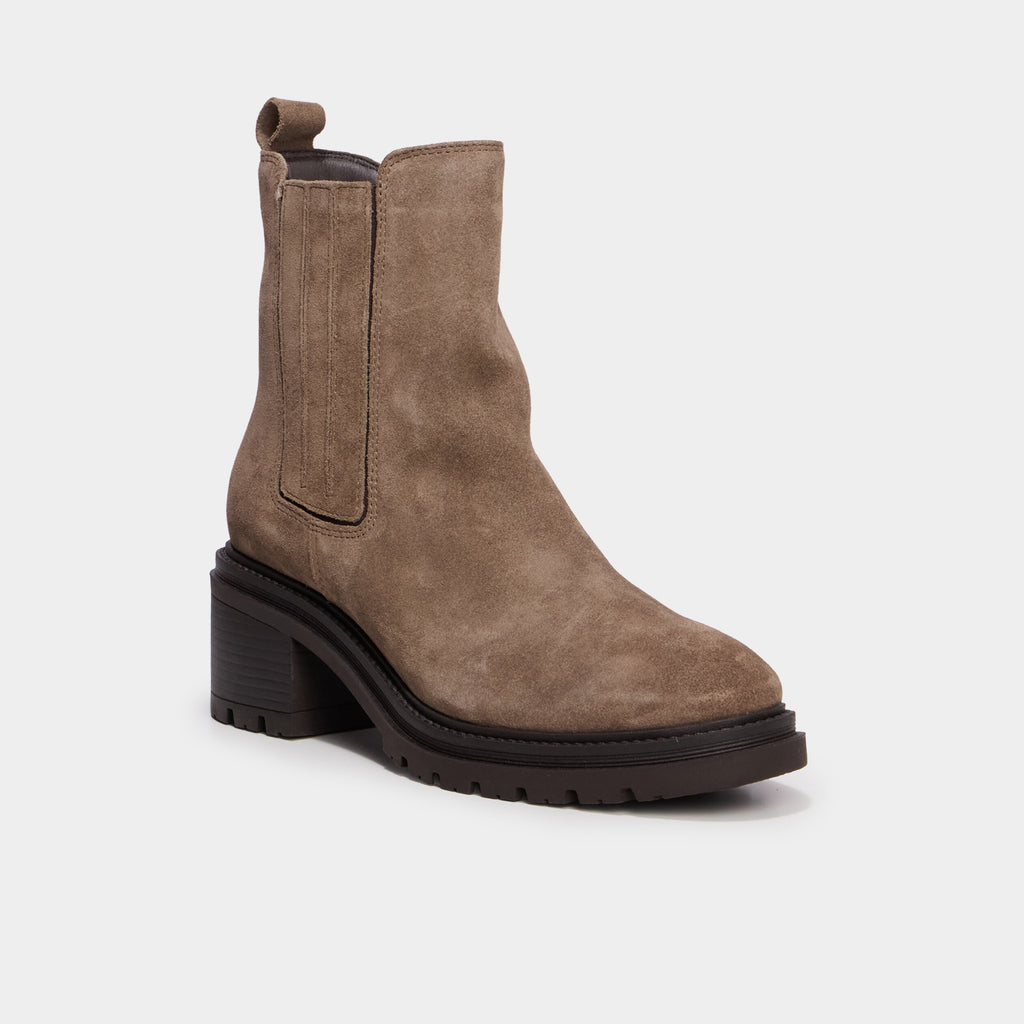 Boots chelsea en cuir à talons sable femme - 1