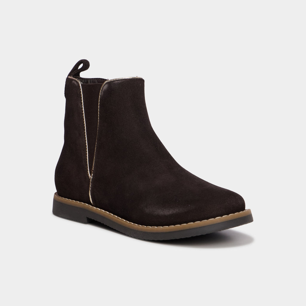 Boots chelsea en cuir effet suédine marron fille - 1