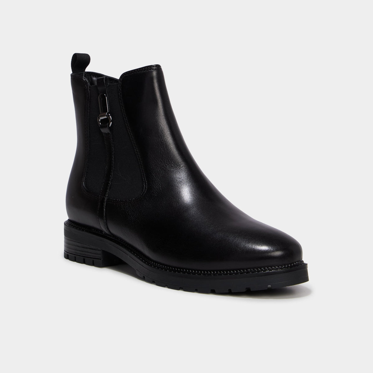 Boots chelsea en cuir noir femme - 1