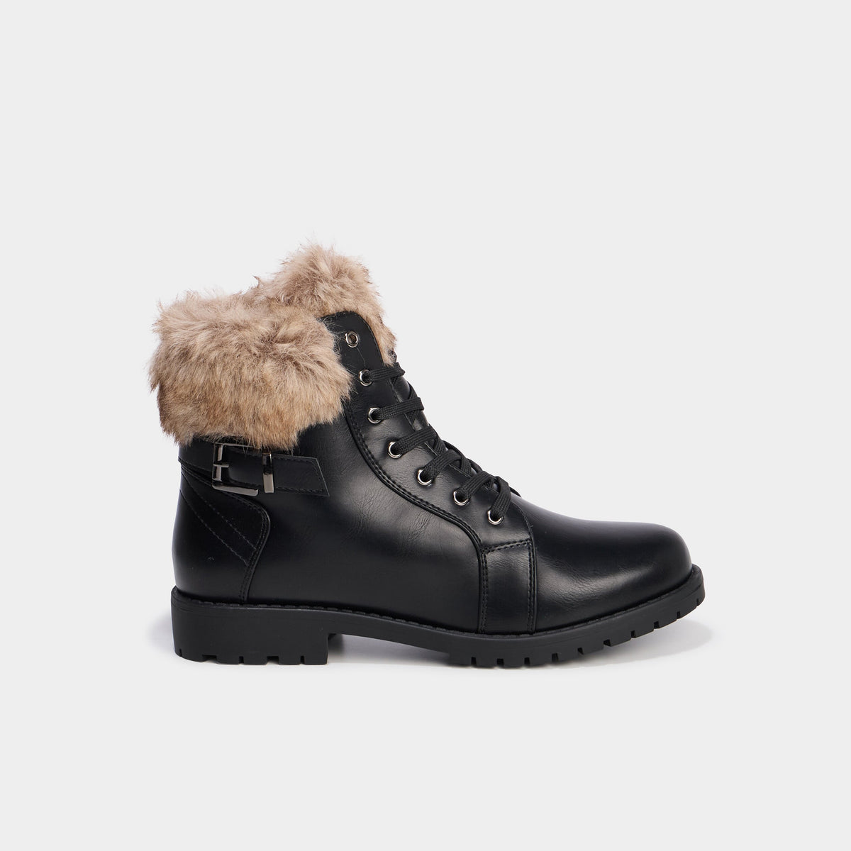 Boots col fausse fourrure noir femme - 2