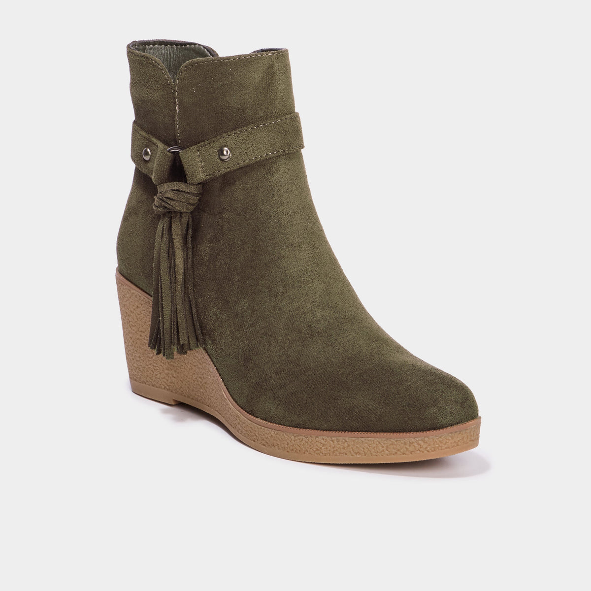 Boots compensées vert kaki femme - 1