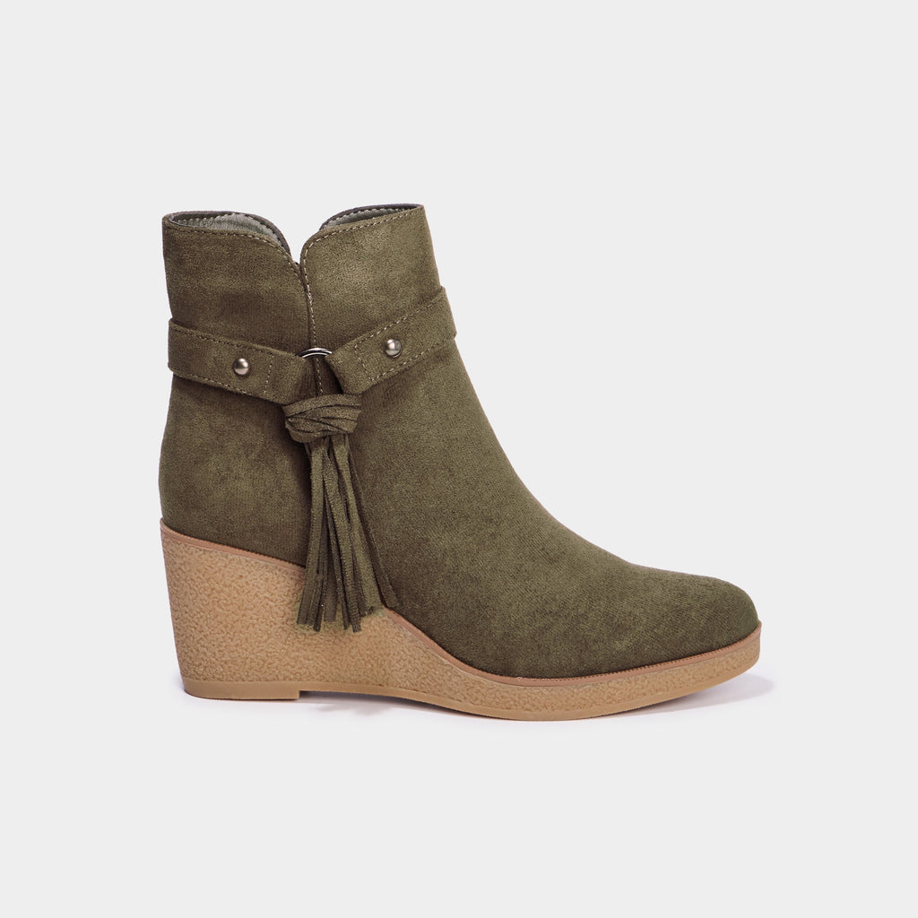 Boots compensées vert kaki femme - 2