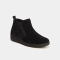 Boots confort en cuir noir femme - 1