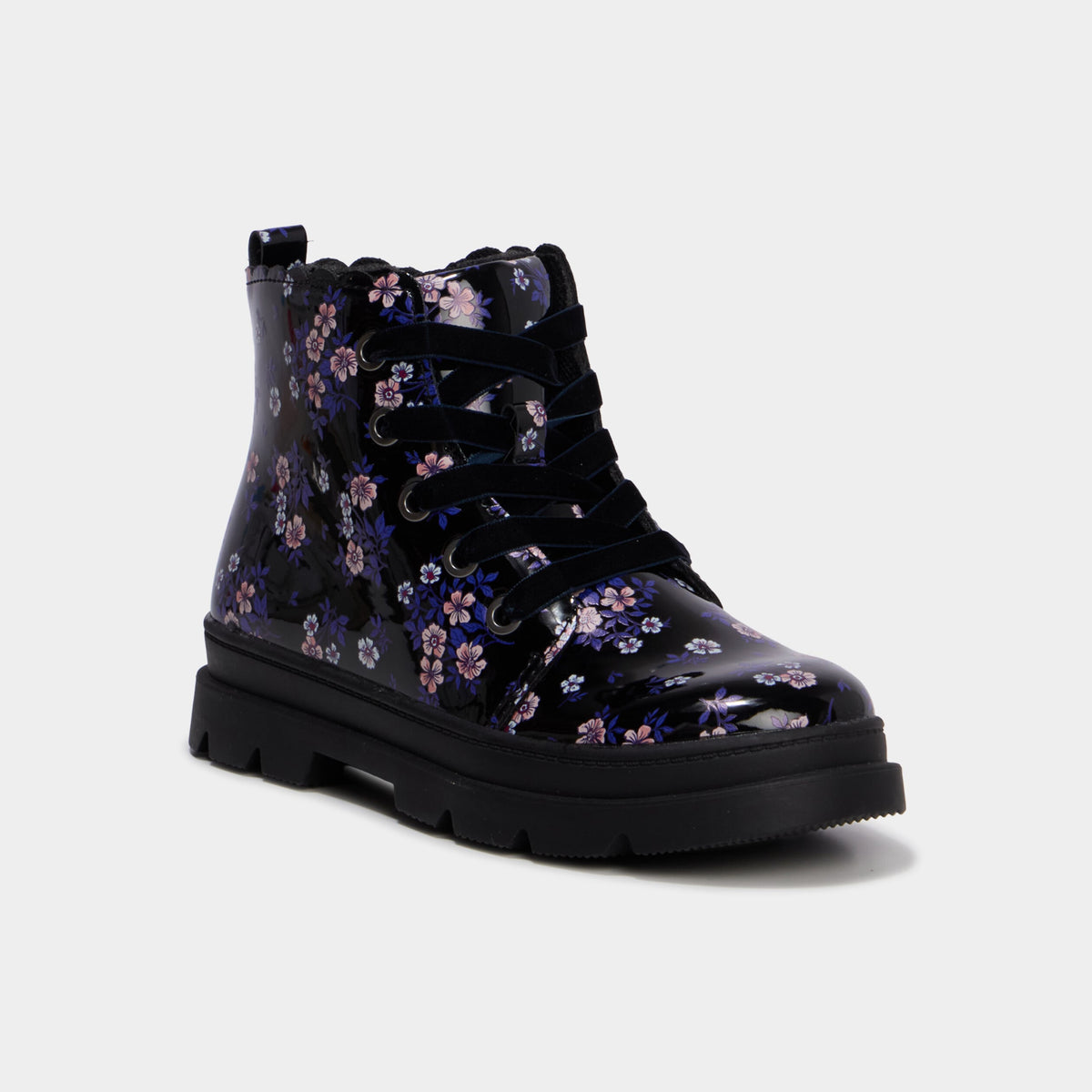 Boots crantées vernies noir fille - 1