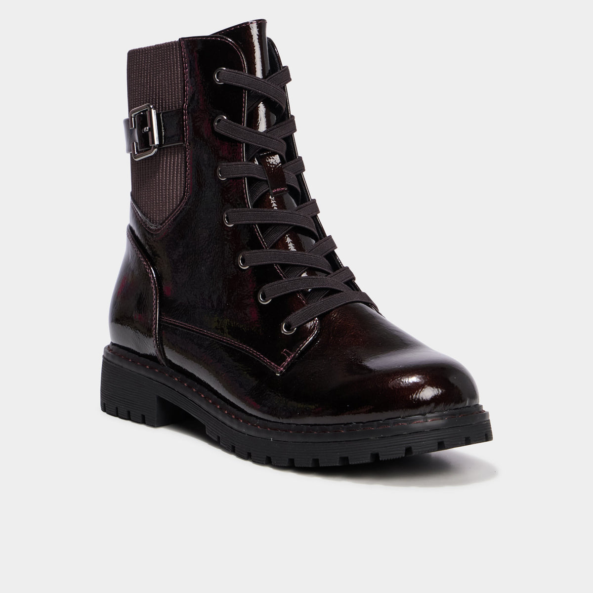 Boots crantées zippées avec lacets noir femme - 3