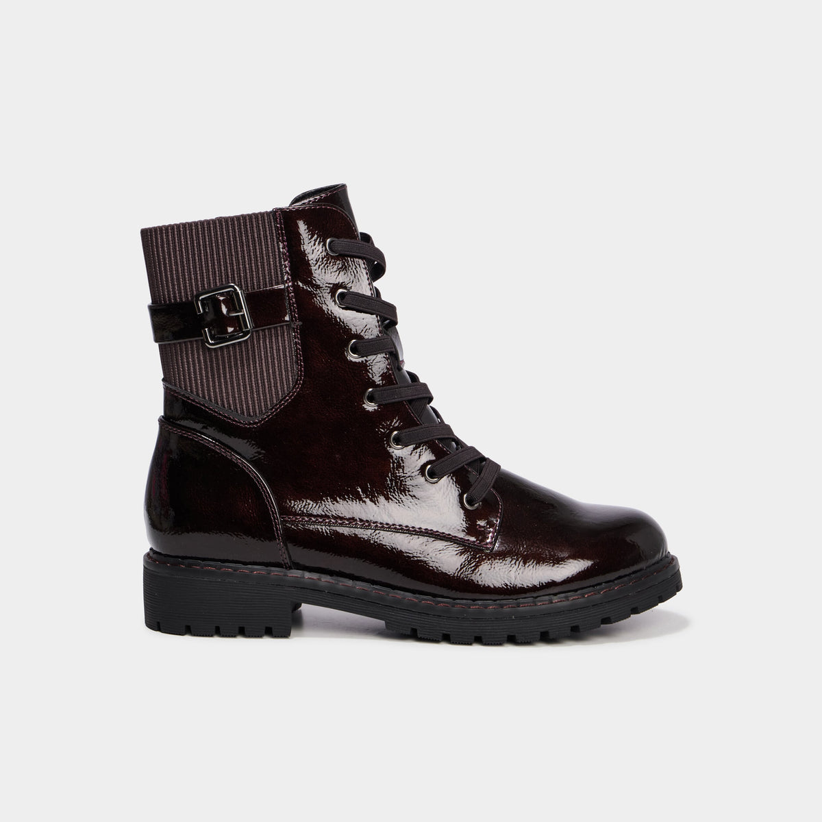 Boots crantées zippées avec lacets noir femme - 4
