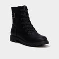 Boots crantées zippées avec lacets noir femme - 1
