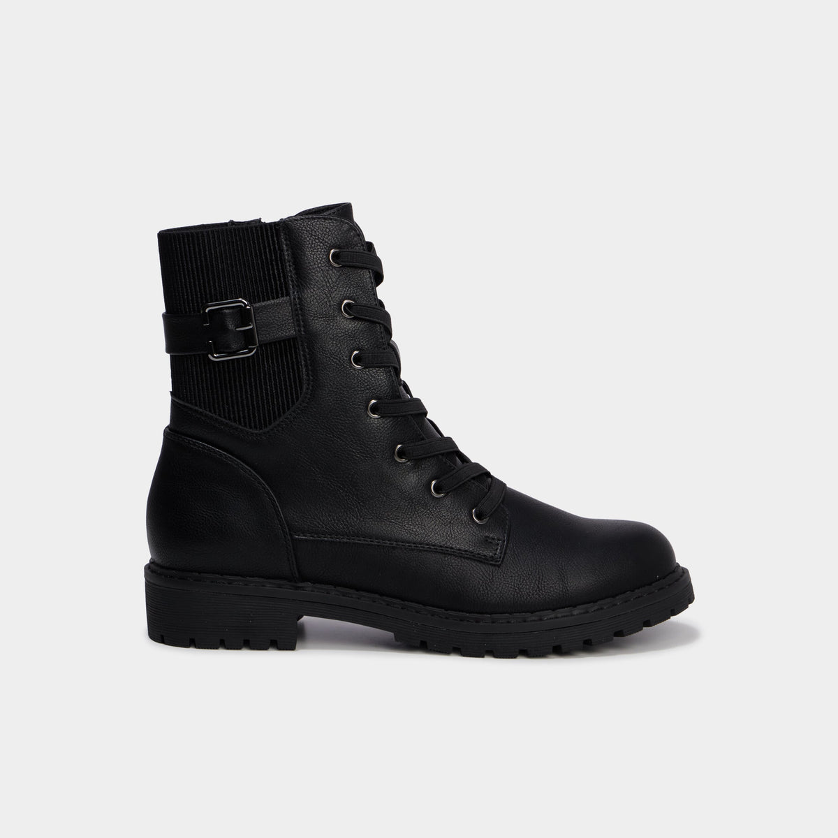 Boots crantées zippées avec lacets noir femme - 2