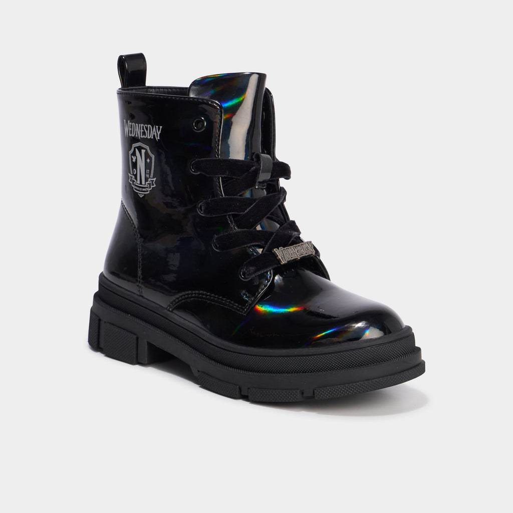 Boots effet holographique Mercredi noir fille - 1