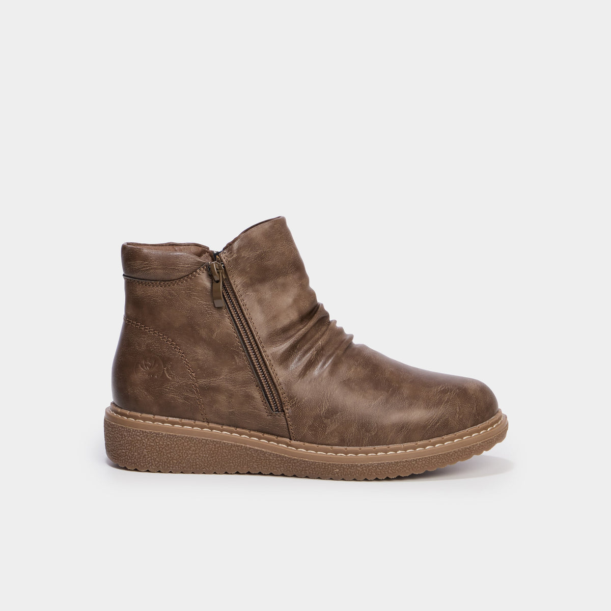 Boots effet plissé taupe femme - 2
