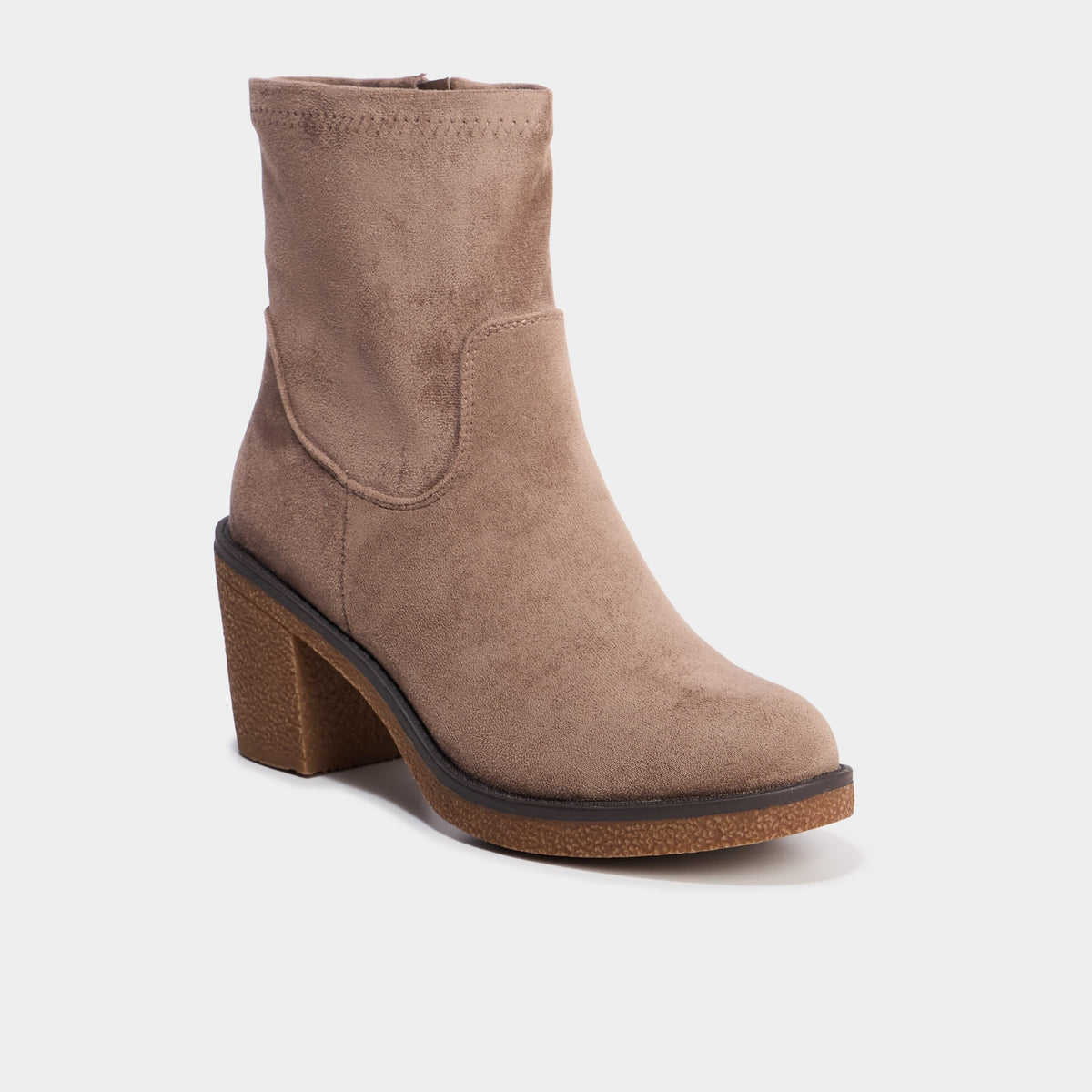 Boots effet suédine à talons taupe femme - 1