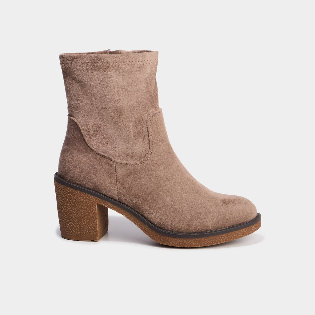 Boots effet suédine à talons taupe femme - 2