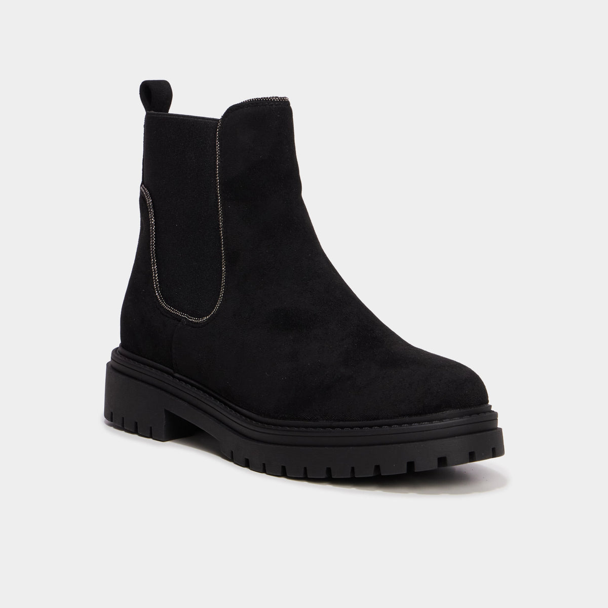 Boots effet suédine noir femme - 1