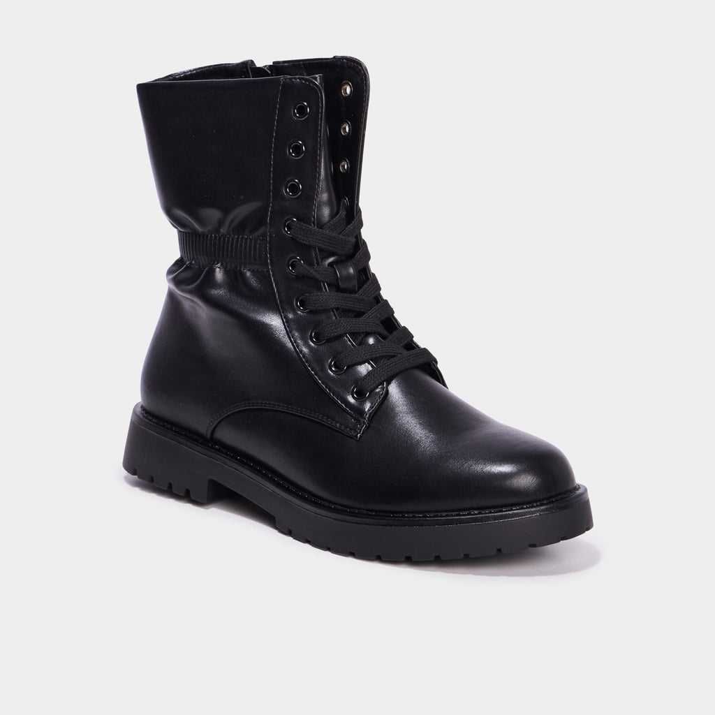 Boots élastiquées à lacets noir femme - 1