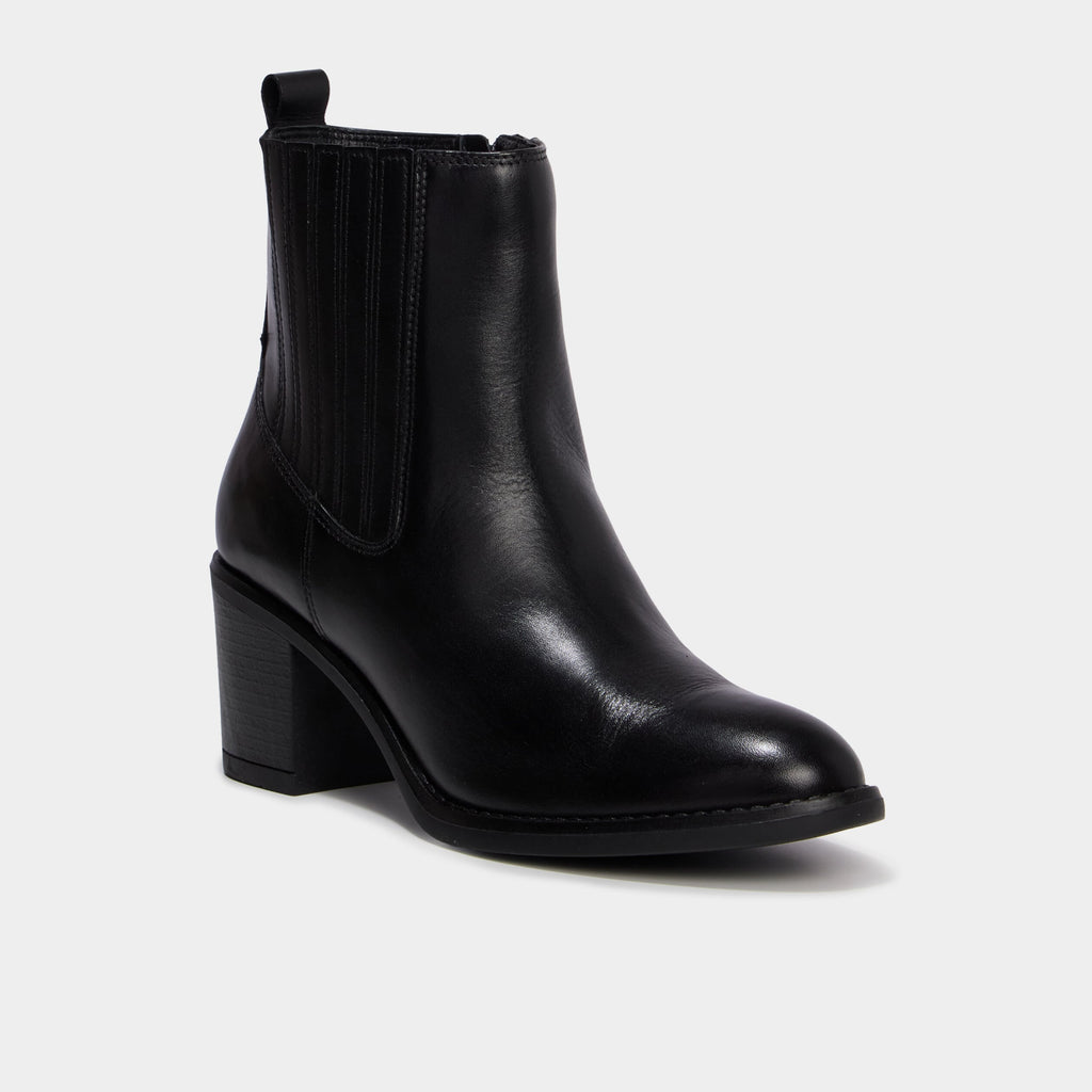 Boots en cuir à talons noir femme - 1