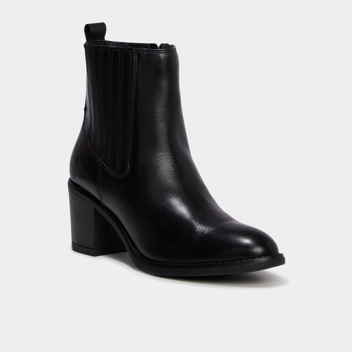 Boots en cuir à talons noir femme - 1