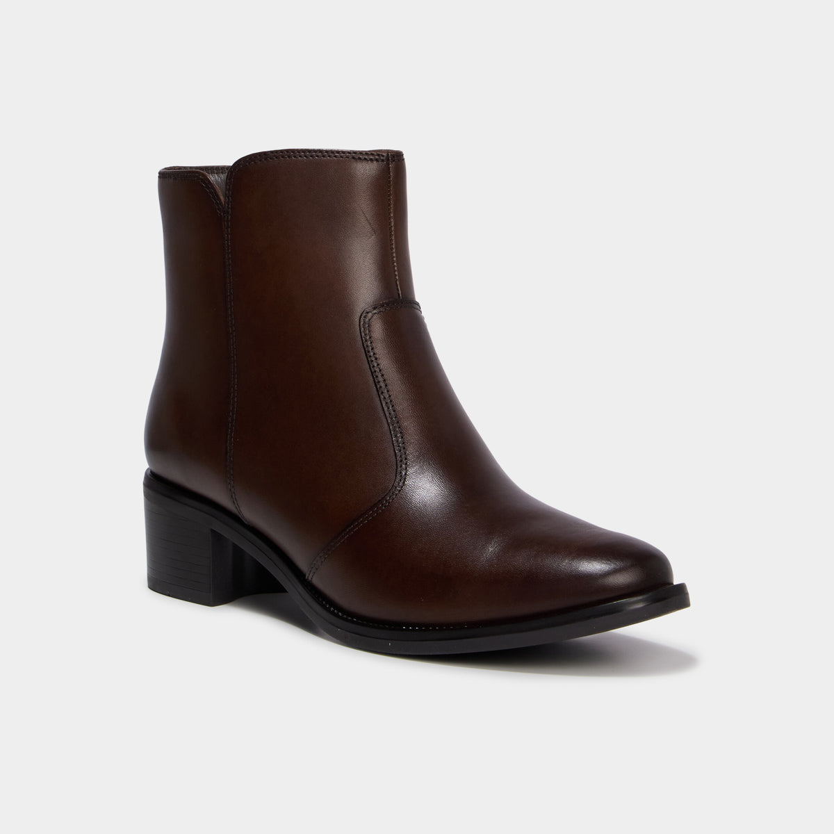 Boots en cuir zippée à talons marron femme - 1