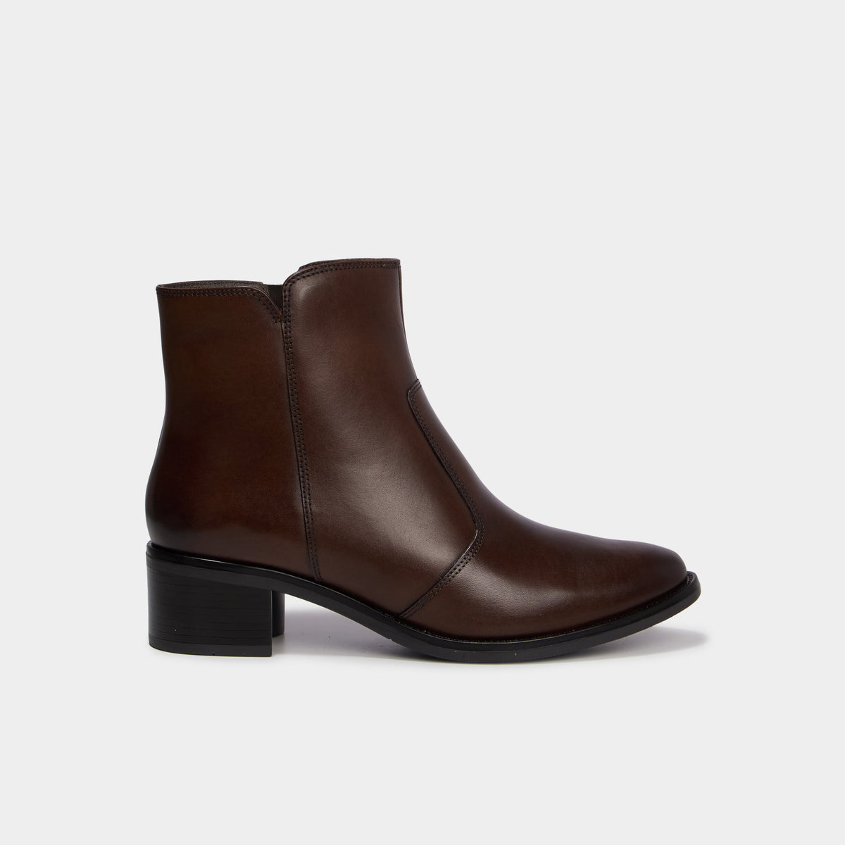 Boots en cuir zippée à talons marron femme - 2