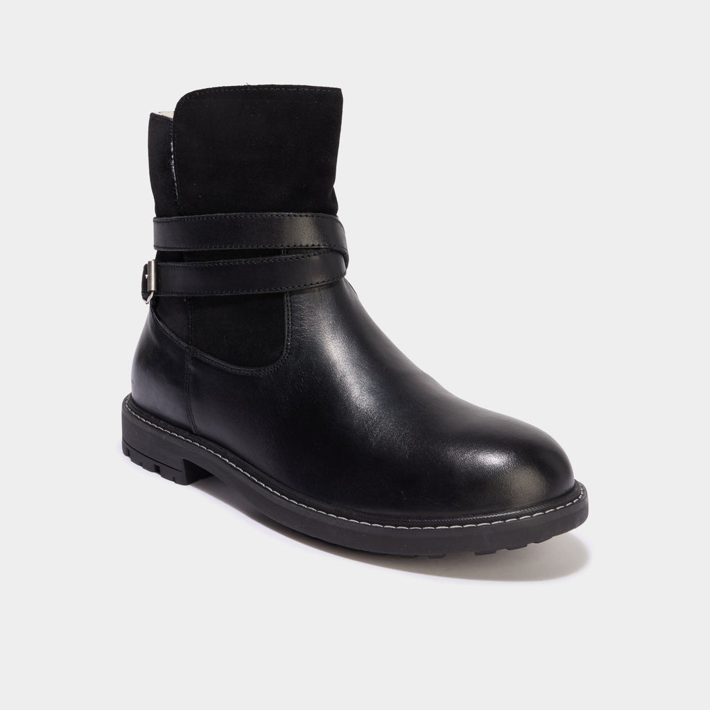 Boots fourrées en cuir noir fille - 1