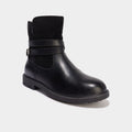 Boots fourrées en cuir noir fille - 1