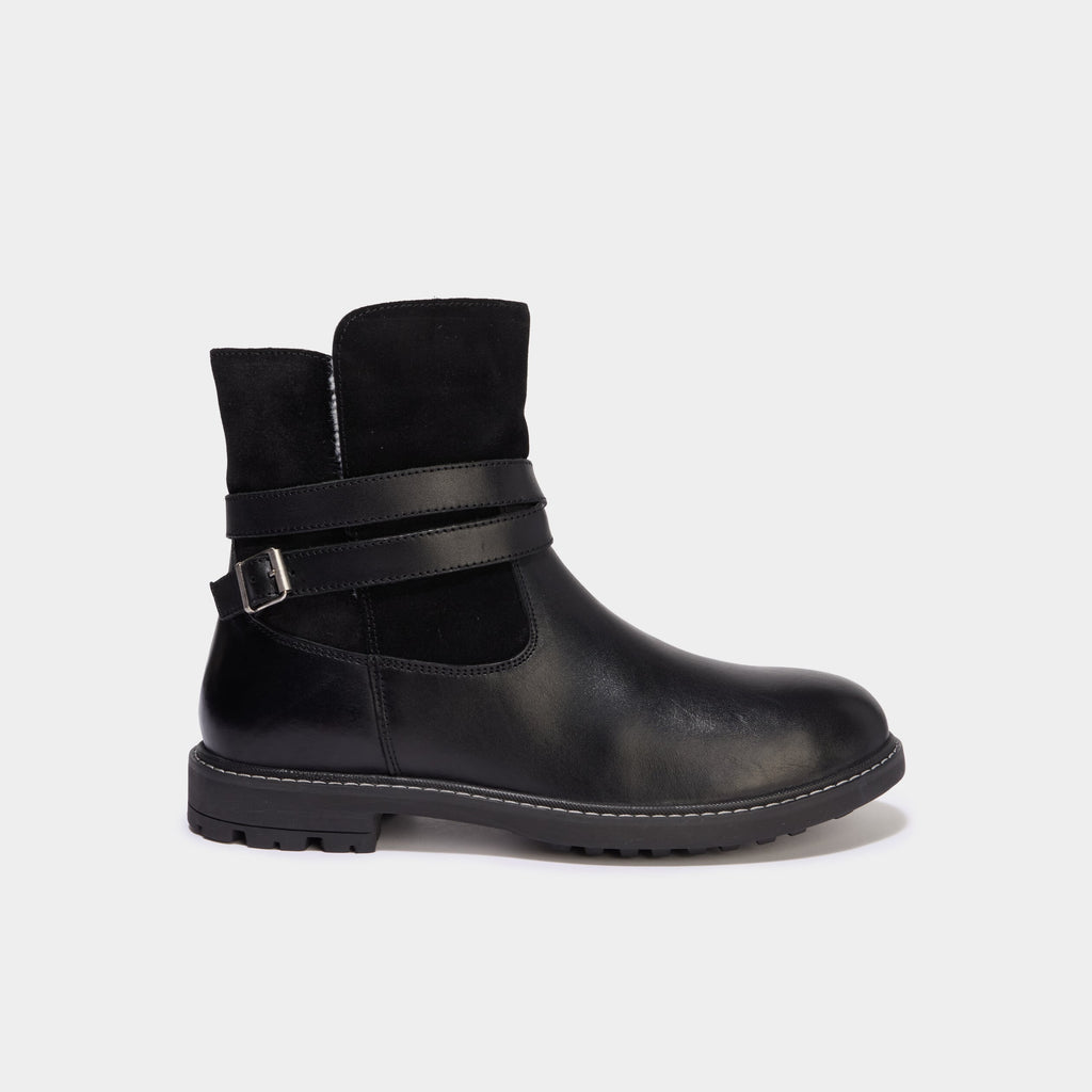 Boots fourrées en cuir noir fille - 2