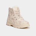 Boots fourrées et crantées à lacets creme fille - 1