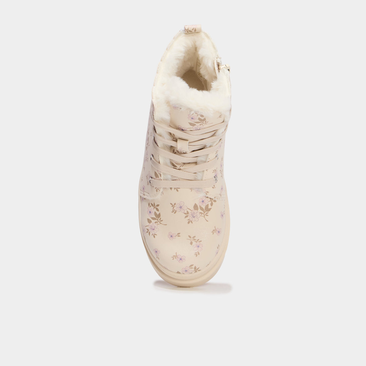 Boots fourrées et crantées à lacets creme fille - 2