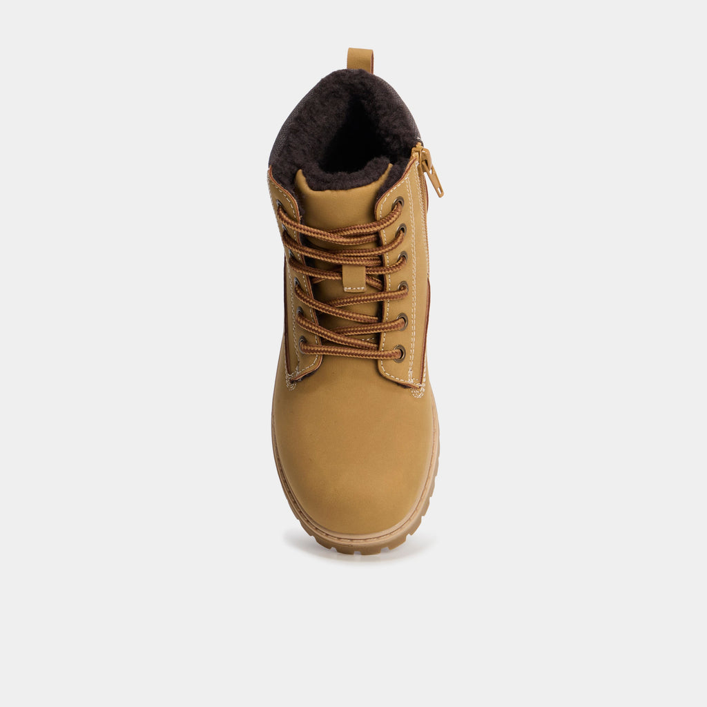 Boots fourrées zippées à lacets camel garçon - 2