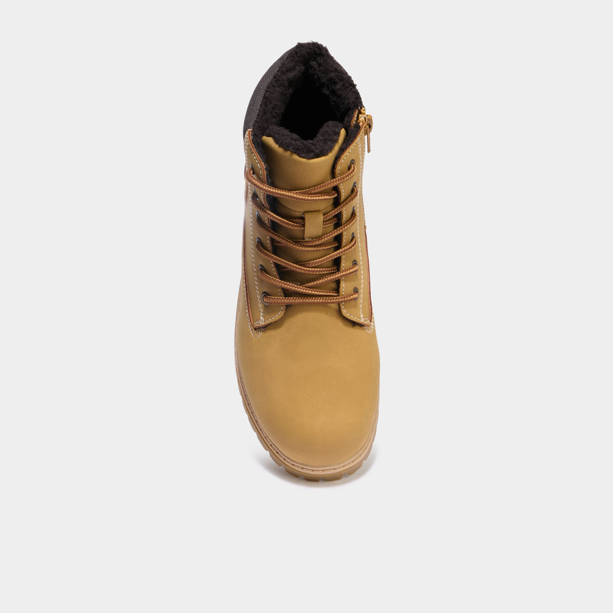 Boots fourrées zippées à lacets camel garçon - 2