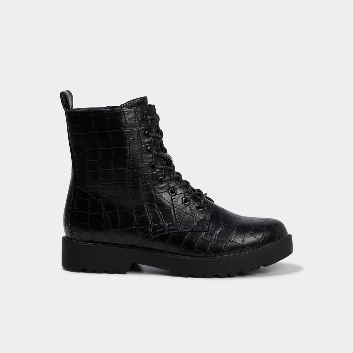 Boots plates zippées à lacets noir femme - 2
