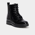 Boots vernies à lacets talons noir femme - 1