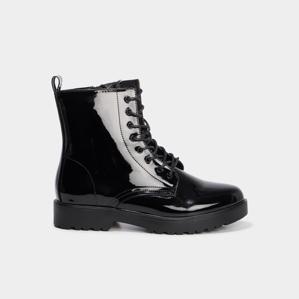 Boots vernies à lacets talons noir femme - 2