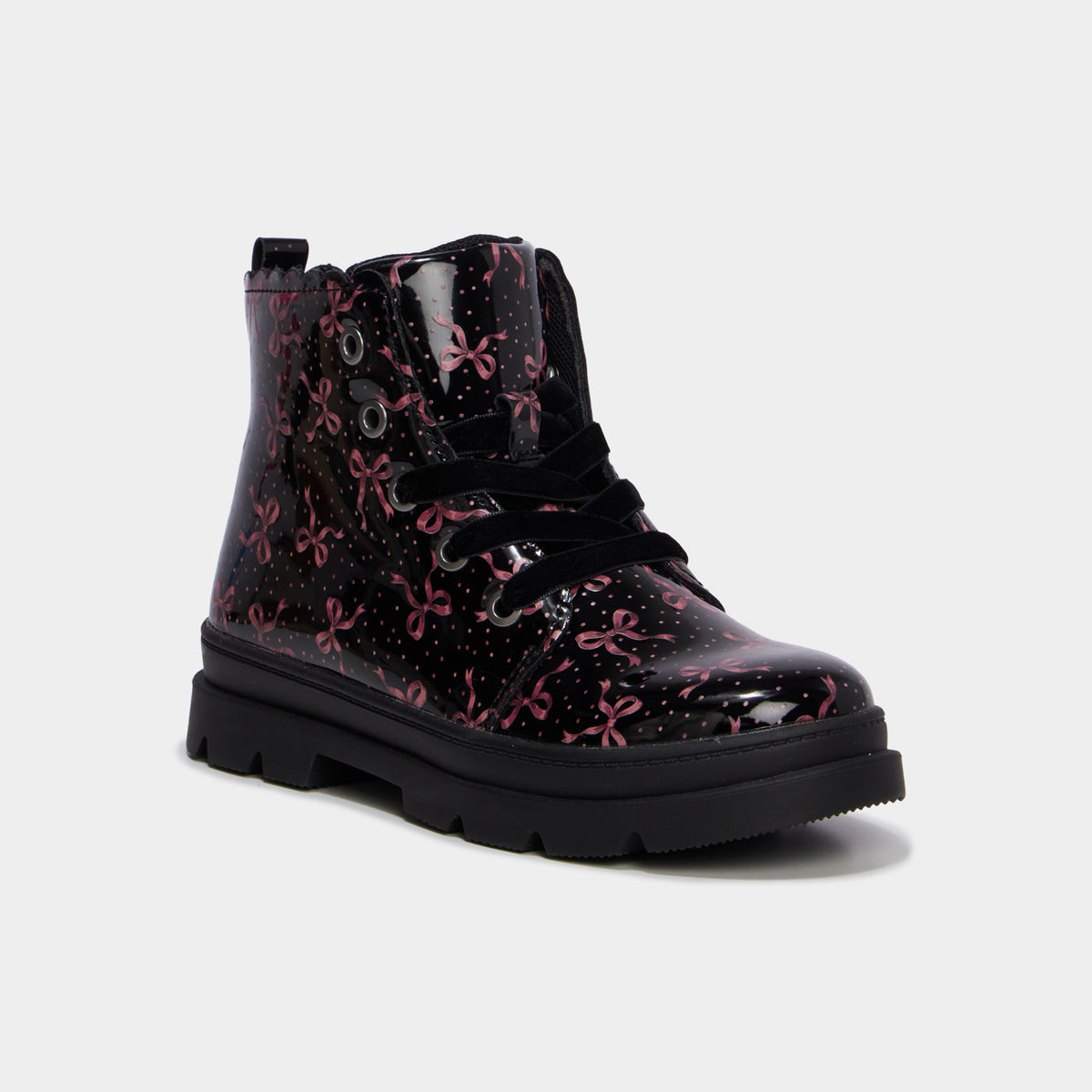 Boots vernies crantées noir fille - 1
