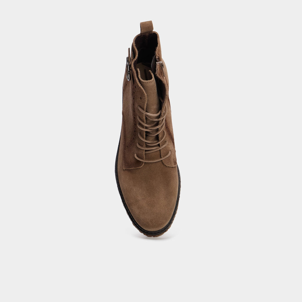 Boots zippées à lacets en cuir marron femme - 2
