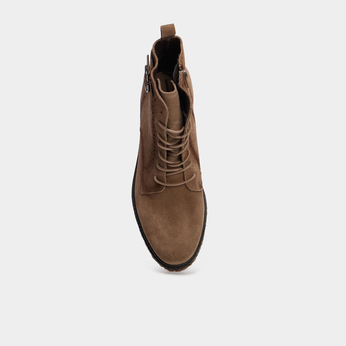 Boots zippées à lacets en cuir marron femme - 2