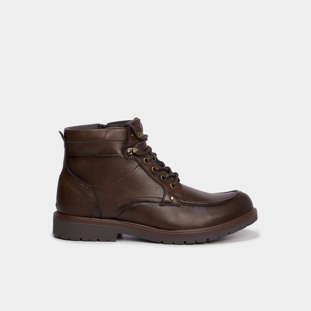 Boots zippées à lacets marron homme - 2