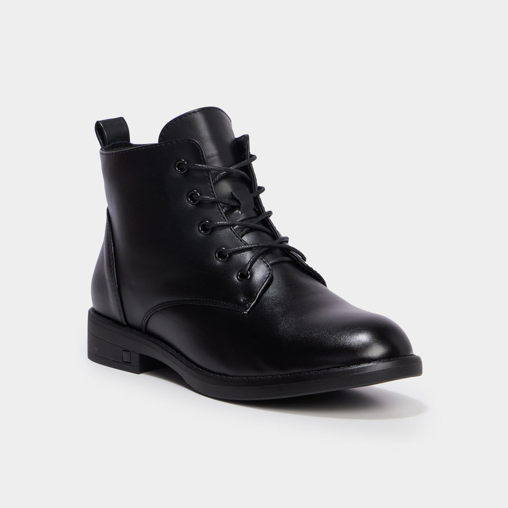 Boots zippées à lacets noir femme - 1
