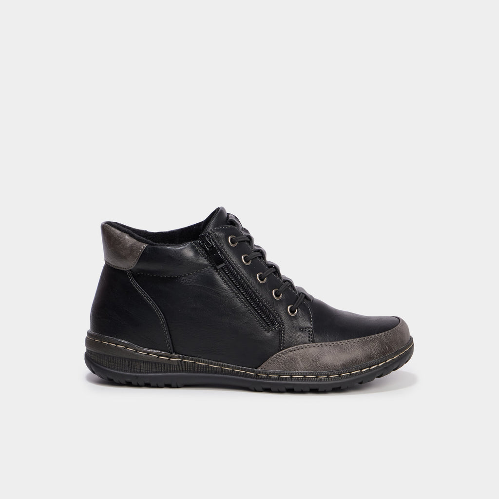 Boots zippées à lacets noir femme - 2