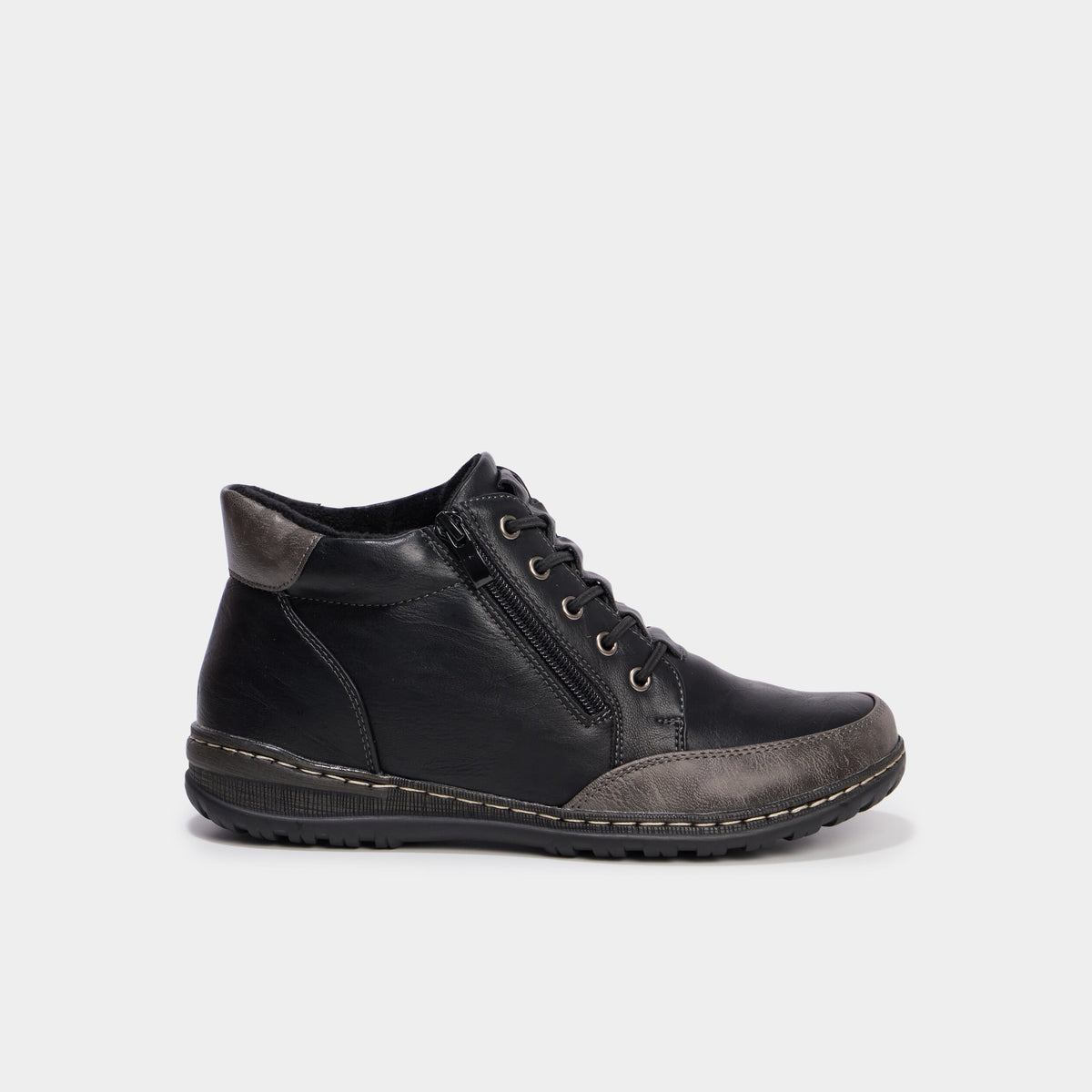 Boots zippées à lacets noir femme - 2