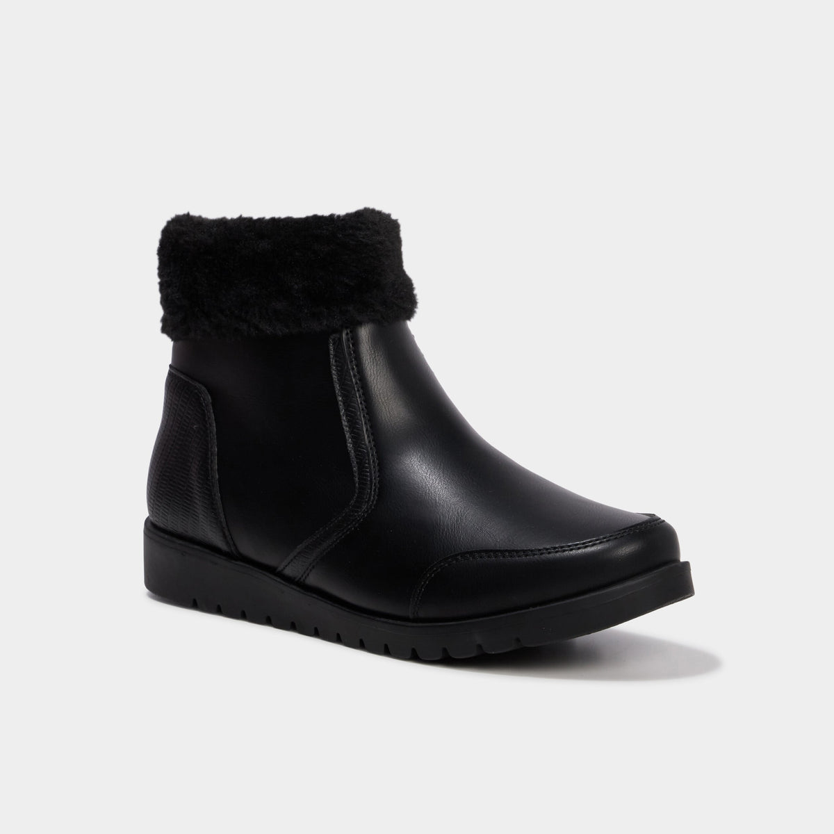 Boots zippées doublure fausse fourrure noir femme - 1